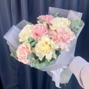 Букет «Белые и розовые французские розы»