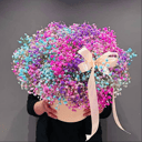 Шляпная коробка с цветами «Комопзиция из яркой гипсофилы»