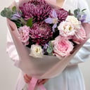 Букет «Хризантемы Бигуди и ароматные розы»