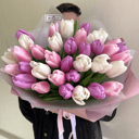 Букет «Бело-розовый микс» из тюльпанов