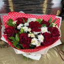 Букет «Теплая встреча» из роз и хризантем