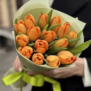 Букет из оранжевых тюльпанов 15шт