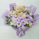 Подарочный набор «Букет с игрушкой Мишутка 2.0» из альстромерий и хризантем