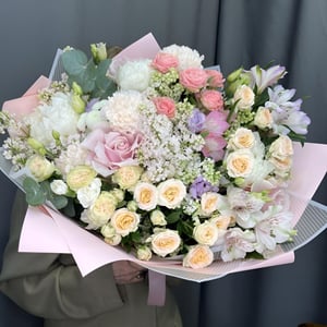Wow букет "Мона Лиза" из роз и эустом