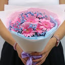 Букет «Нежная палитра» из гербер и гипсофил