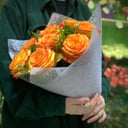 Букет рыжих роз 9 шт