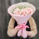 Букет «Французская роза и белая гипсофила»