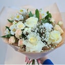 Букет «Персиковый джем» из роз и альстромерий