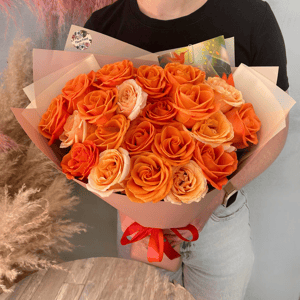 Букет «Оранжевый закат» из роз