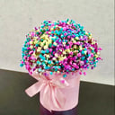 Шляпная коробка с цветами «Конфетти» из гипсофил