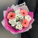 Букет «Цветущий сад» из хризантем и гербер