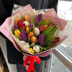 Букет из тюльпанов микс 25шт