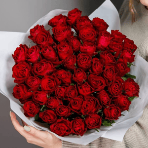 Букет 51 красной розы Кения 50см