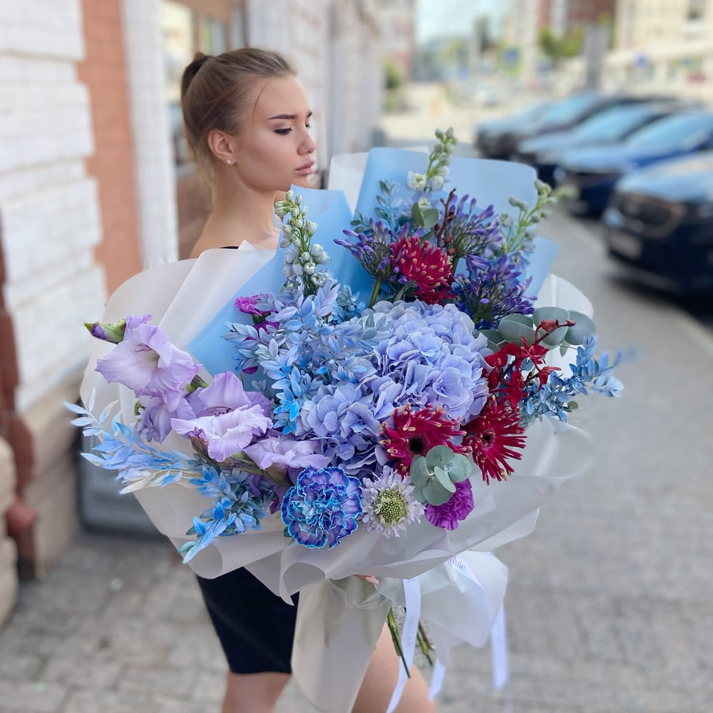 Букет "Валенсия" из гербер и гортензий