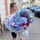 Букет "Валенсия" из гербер и гортензий