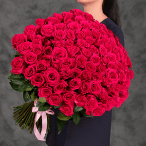 Букет «101 розовая роза Эквадора 60 см»