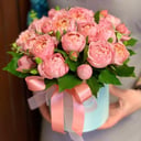 Шляпная коробка с цветами «Кустовая роза в коробке»