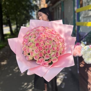 Букет 101 розы розовый