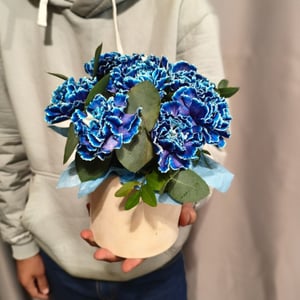 Шляпная коробка с цветами «Космические диантусы 9шт»