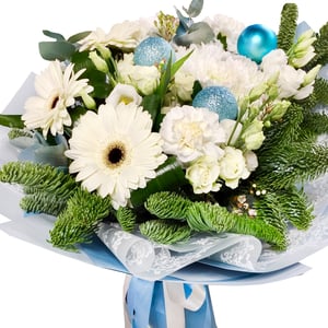 Букет «Королева снежная» из гербер и роз
