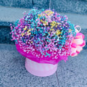 Шляпная коробка с цветами «Коробочка с радужной гипсофилой»