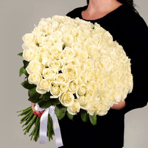 Букет 101 белая роза Голландия