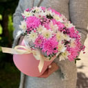 Шляпная коробка с цветами «Коробочка хризантем»