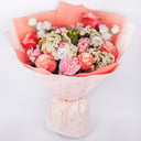 Букет «Цветочный лимонад» из роз и гвоздик