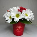 Коробка с цветами «Raffaello в стаканчике "Ангел"» из роз и хризантем