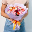 Букет из разноцветных роз Кения 31 шт.
