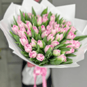 Букет из 51 пионовидных тюльпанов розовы