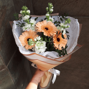 Букет из герберы с маттиолой