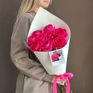 Букет из 9 розовых роз "Розовый аккорд"