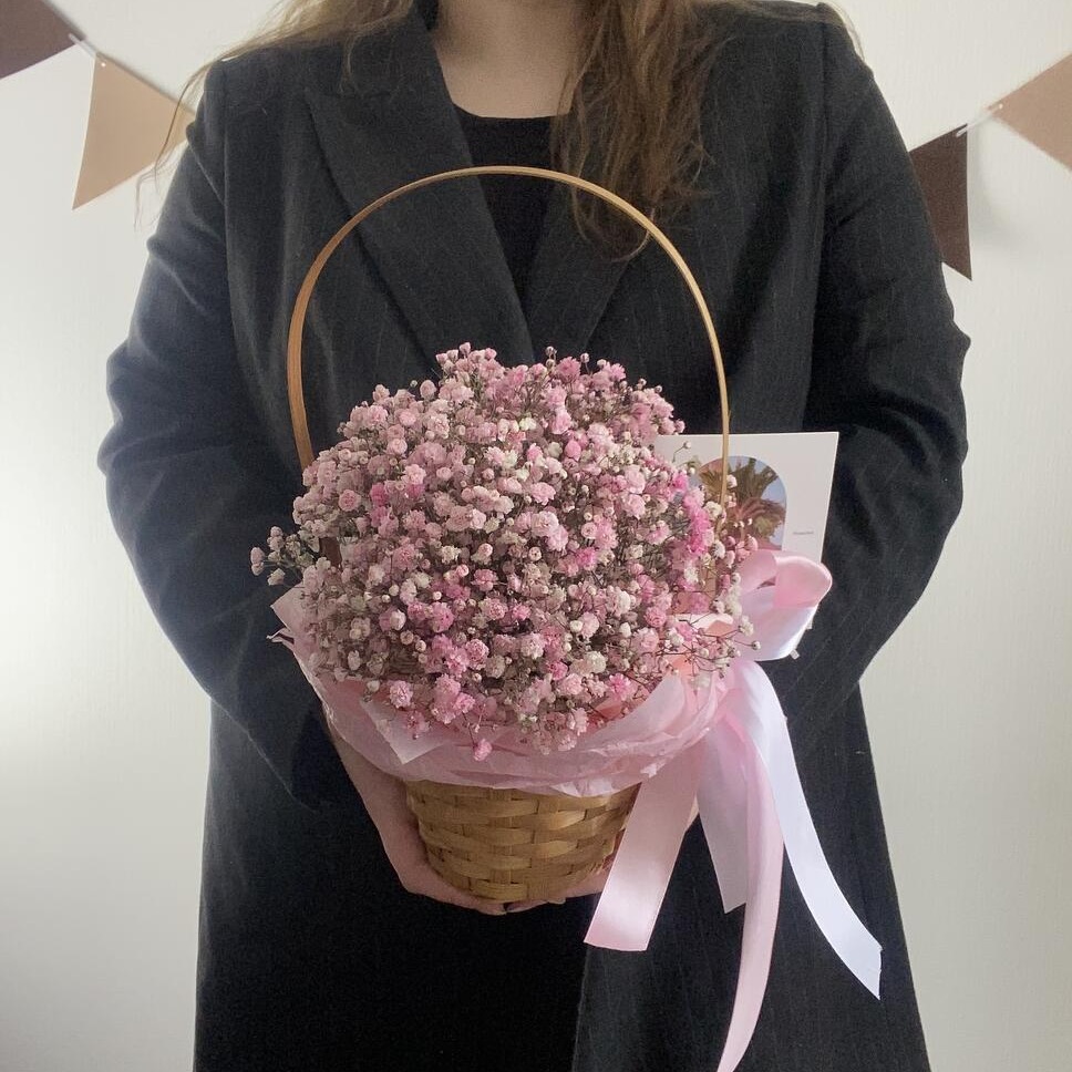 "Аметист" Корзина с розовой гипсофилой