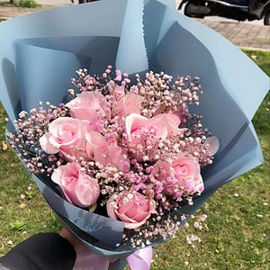 Букет «Розовое удовольствие» из гипсофил