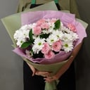 Букет «Летний день» из хризантем и гвоздик