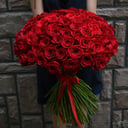 Букет 101 роза под ленту