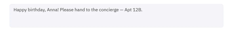 Comments field with a card message and delivery instructions