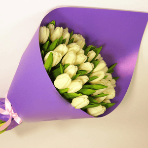 Букет белых тюльпанов 02