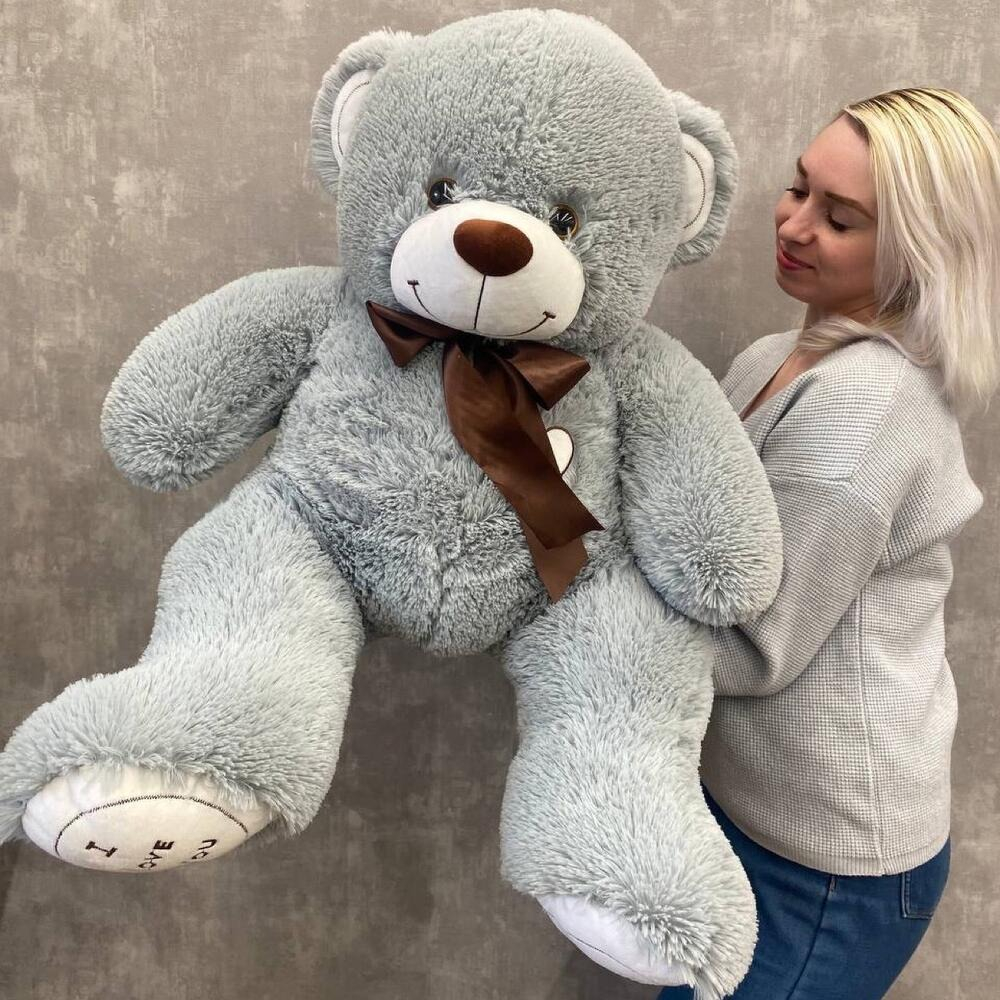 Нежно-голубой мишка мягкая игрушка 110 см