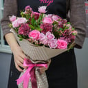 Букет «Лазурное небо» из роз и альстромерий