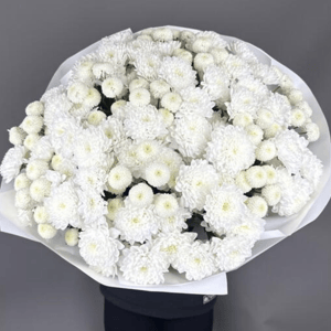 Букет белоснежных кустовых хризантем