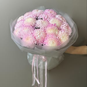 Букет «Хризантемы розовые 19 шт»