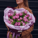 Букет «Сиреневые тюльпаны в упаковке 25 шт»