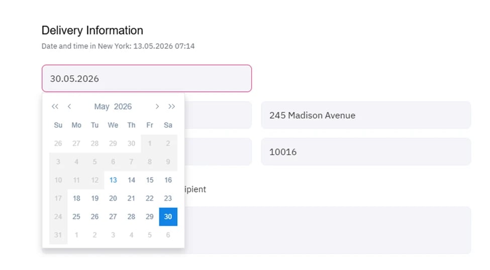 Selecting the preferred delivery date