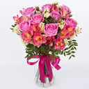 Букет «Воздушная акварель» из роз и альстромерий