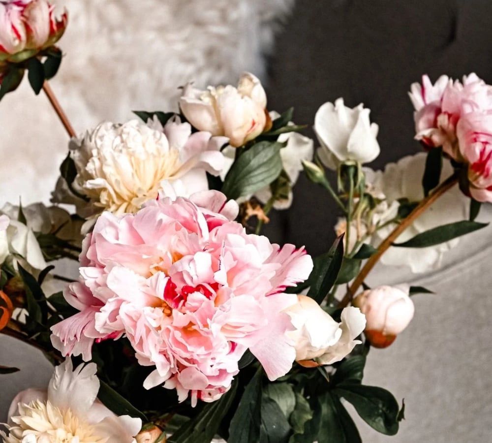 Peony bouquet in a vase