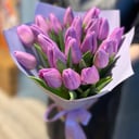 Букет «21 сиреневый тюльпан»