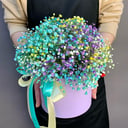 Шляпная коробка с цветами «Композиция "Облако вуали"» из гипсофил