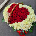 101 роза в корзине-сердце